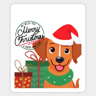 Cute Brown Dog We wish you  Merry Christmas & Happy New Year ,Brafdesign Magnet